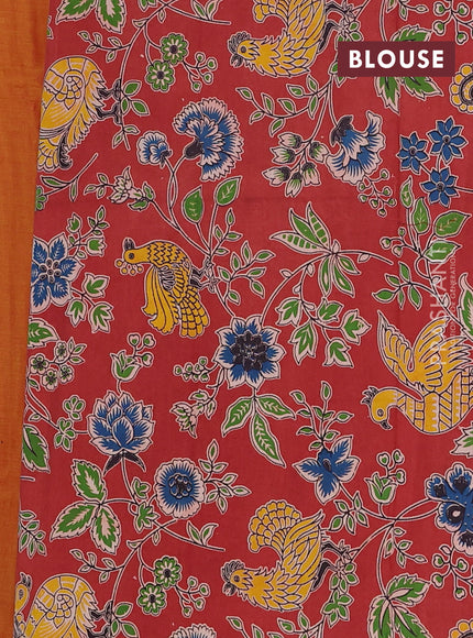 Narayanpet cotton saree mustard yellow and red maroon with plain body and thread woven border