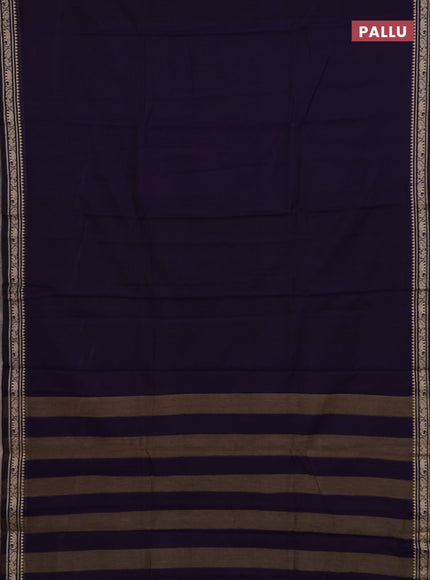 Narayanpet cotton saree violet and beige with plain body and thread woven border
