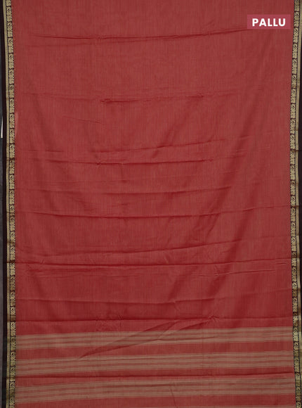 Narayanpet cotton saree red shade and black with plain body and thread woven border