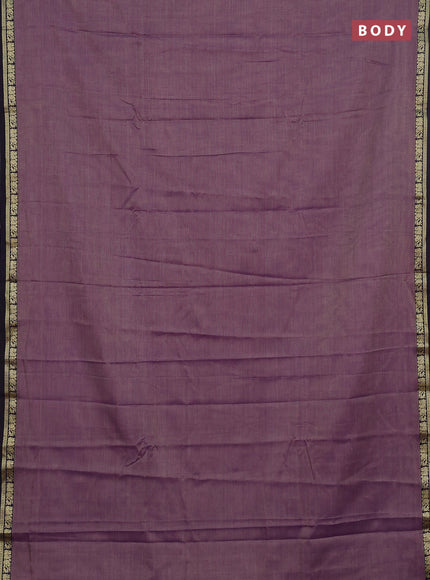 Narayanpet cotton saree lavender and black with plain body and thread woven border