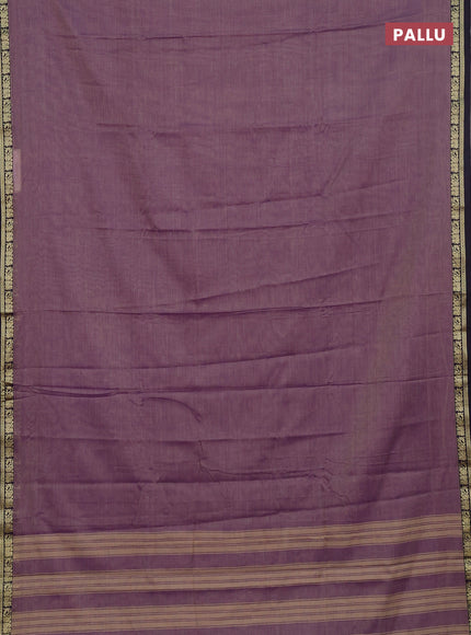 Narayanpet cotton saree lavender and black with plain body and thread woven border