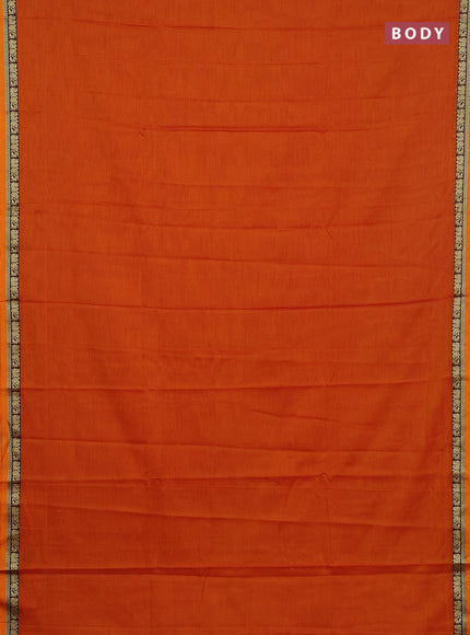 Narayanpet cotton saree orange and lavender with plain body and thread woven border