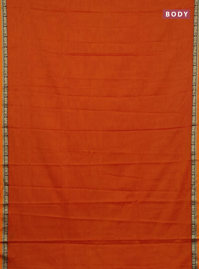 Narayanpet cotton saree orange and lavender with plain body and thread woven border