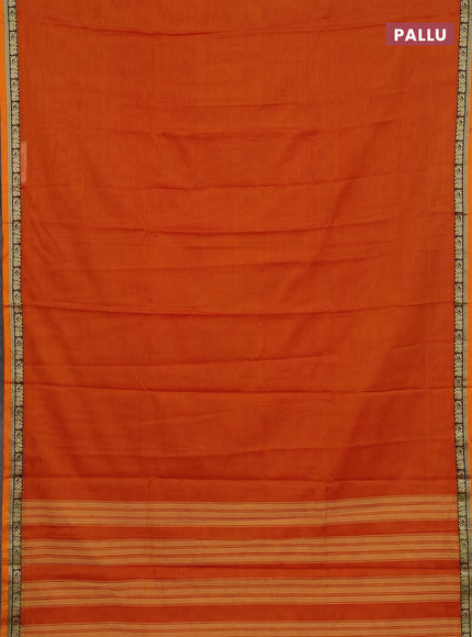 Narayanpet cotton saree orange and lavender with plain body and thread woven border