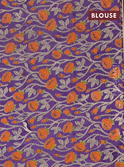 Narayanpet cotton saree orange and lavender with plain body and thread woven border