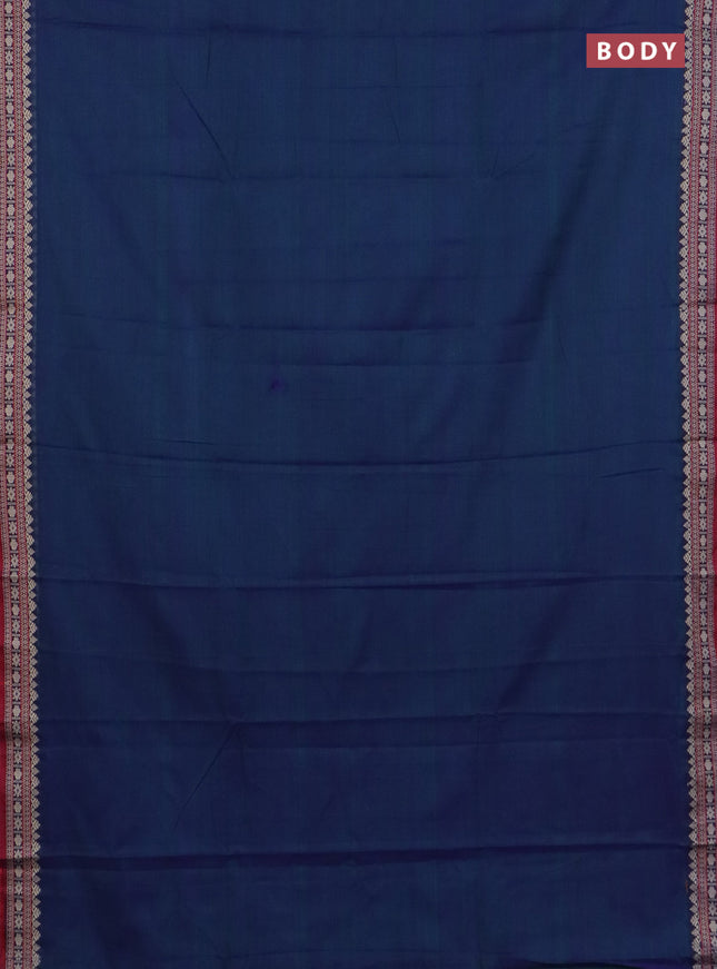 Narayanpet cotton saree dual shade of bluish green and maroon yellow with plain body and thread woven border