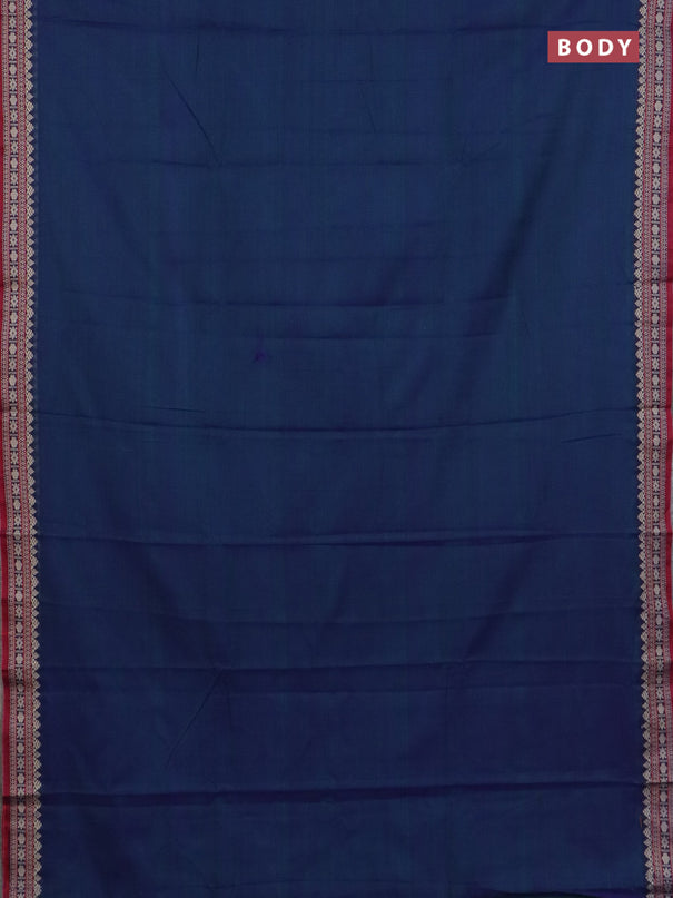 Narayanpet cotton saree dual shade of bluish green and maroon yellow with plain body and thread woven border