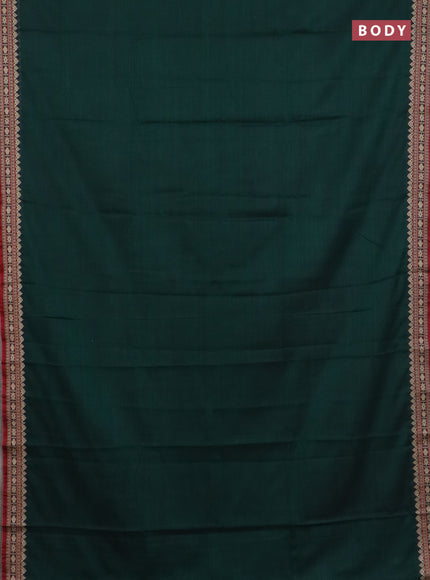 Narayanpet cotton saree dark green and maroon yellow with plain body and thread woven border