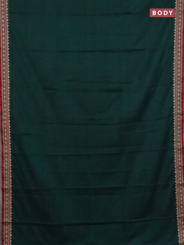 Narayanpet cotton saree dark green and maroon yellow with plain body and thread woven border