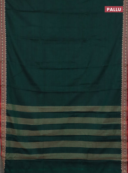 Narayanpet cotton saree dark green and maroon yellow with plain body and thread woven border