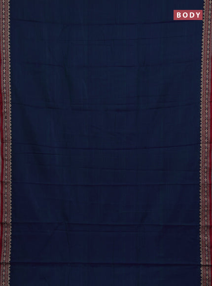 Narayanpet cotton saree dual shade of bluish green and maroon yellow with plain body and thread woven border