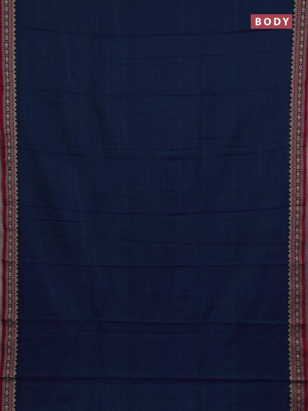 Narayanpet cotton saree dual shade of bluish green and maroon yellow with plain body and thread woven border