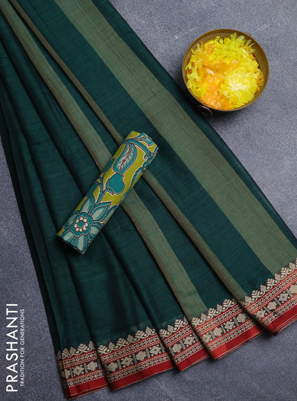 Narayanpet cotton saree green and maroon light green with plain body and thread woven border