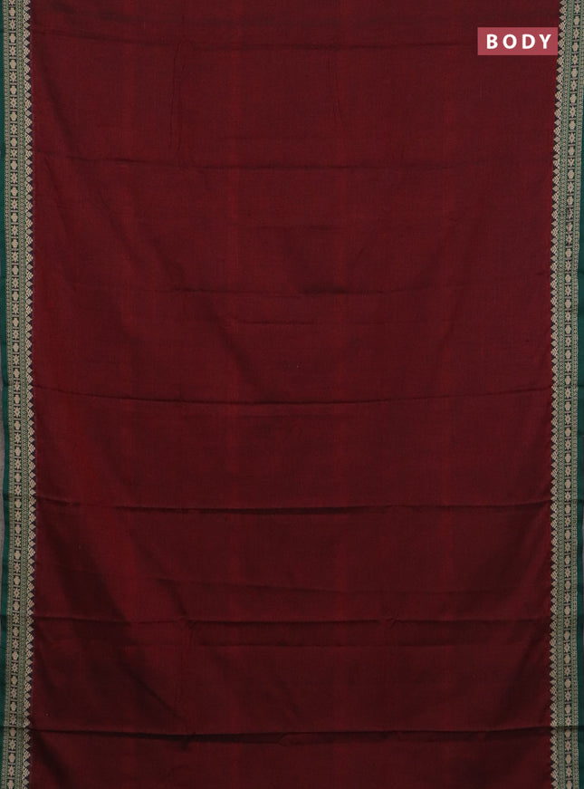 Narayanpet cotton saree maroon and green beige with plain body and thread woven border