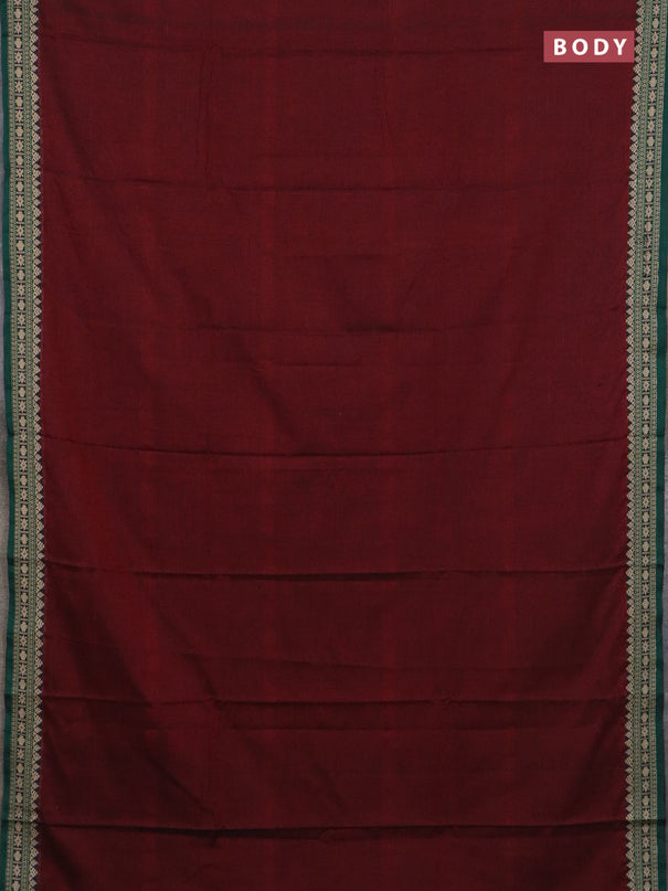 Narayanpet cotton saree maroon and green beige with plain body and thread woven border
