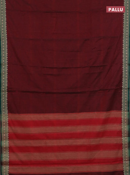 Narayanpet cotton saree maroon and green beige with plain body and thread woven border