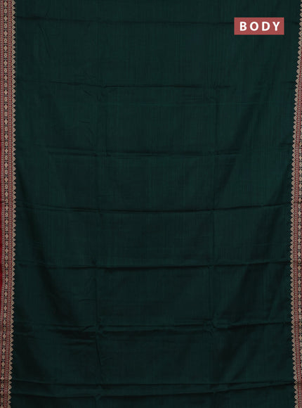 Narayanpet cotton saree dark green and maroon with plain body and thread woven border