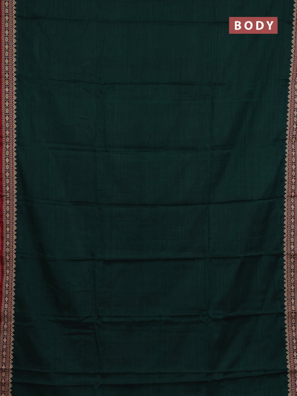 Narayanpet cotton saree dark green and maroon with plain body and thread woven border