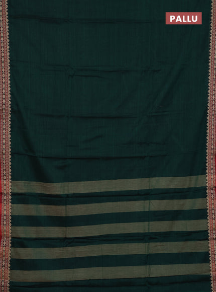 Narayanpet cotton saree dark green and maroon with plain body and thread woven border