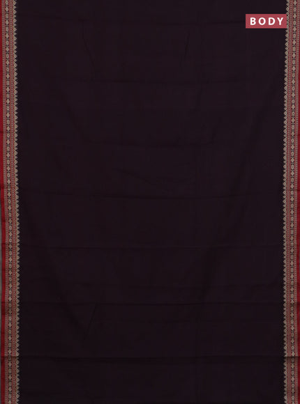 Narayanpet cotton saree wine shade and maroon with plain body and thread woven border