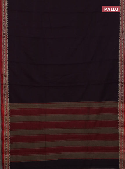 Narayanpet cotton saree wine shade and maroon with plain body and thread woven border