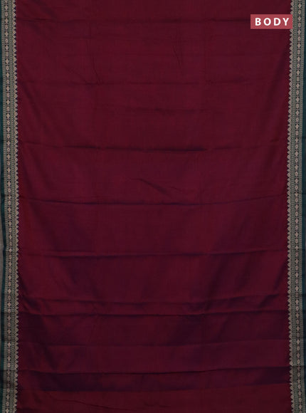 Narayanpet cotton saree dual shade of purple and green blue with plain body and thread woven border