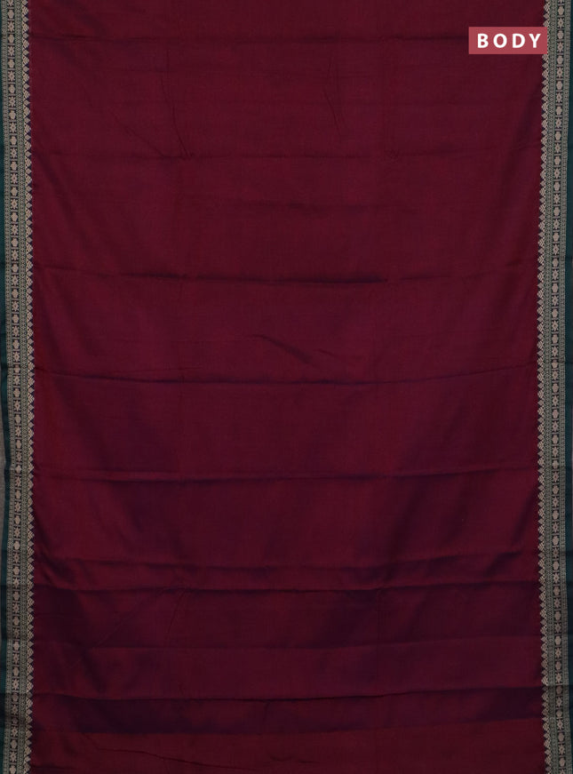 Narayanpet cotton saree dual shade of purple and green blue with plain body and thread woven border