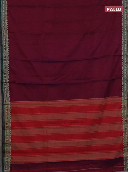 Narayanpet cotton saree dual shade of purple and green blue with plain body and thread woven border