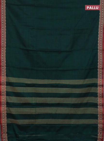 Narayanpet cotton saree bottle greed and maroon with plain body and thread woven border