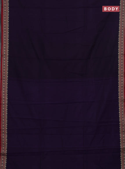 Narayanpet cotton saree violet and yellow with plain body and thread woven border