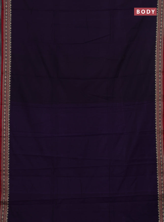 Narayanpet cotton saree violet and yellow with plain body and thread woven border