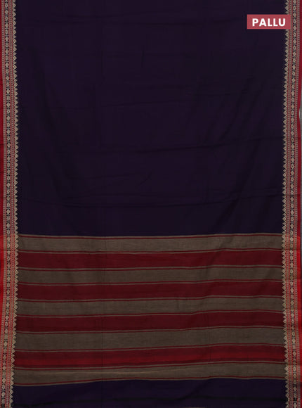 Narayanpet cotton saree violet and yellow with plain body and thread woven border