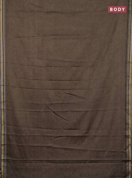 Narayanpet cotton saree chikku shade and black with plain body and thread woven border