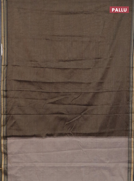 Narayanpet cotton saree chikku shade and black with plain body and thread woven border