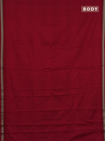 Narayanpet cotton saree red and black with plain body and thread woven border