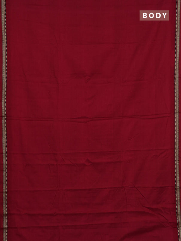 Narayanpet cotton saree red and black with plain body and thread woven border