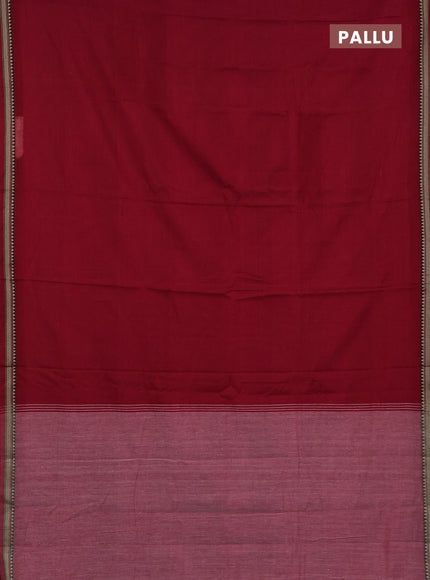 Narayanpet cotton saree red and black with plain body and thread woven border