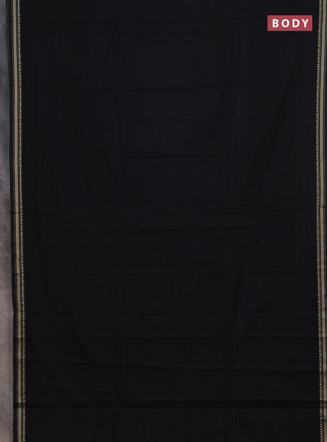 Narayanpet cotton saree black and beige with plain body and thread woven border