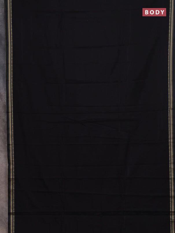 Narayanpet cotton saree black and beige with plain body and thread woven border