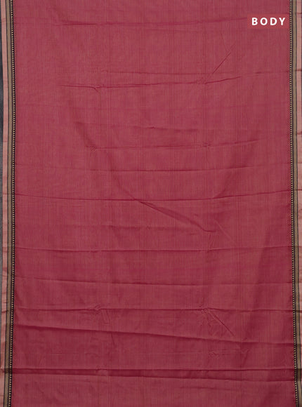 Narayanpet cotton saree dual shade of pink and blue with plain body and thread woven border