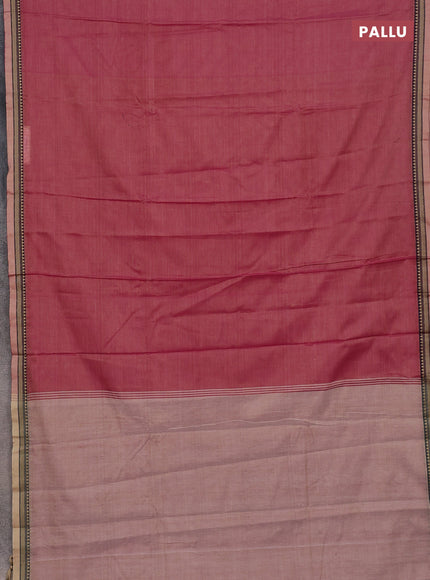 Narayanpet cotton saree dual shade of pink and blue with plain body and thread woven border