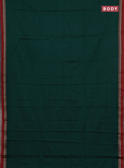 Narayanpet cotton saree green and maroon with plain body and thread woven border