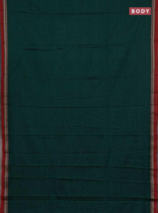 Narayanpet cotton saree green and maroon with plain body and thread woven border
