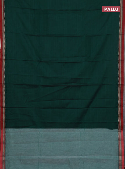 Narayanpet cotton saree green and maroon with plain body and thread woven border