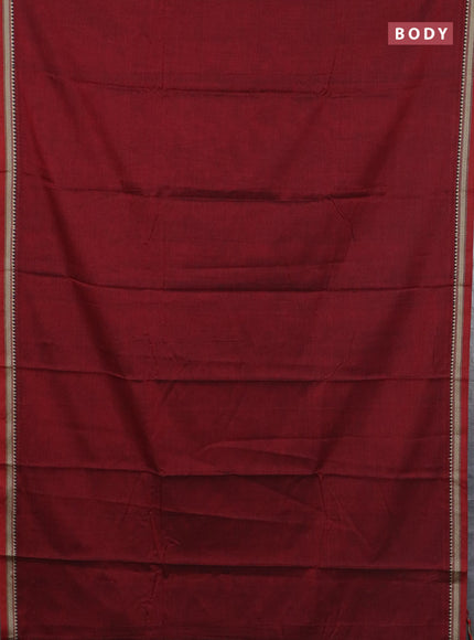 Narayanpet cotton saree maroon and beige with plain body and thread woven border