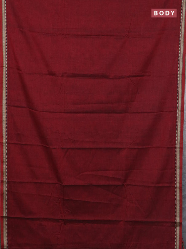 Narayanpet cotton saree maroon and beige with plain body and thread woven border