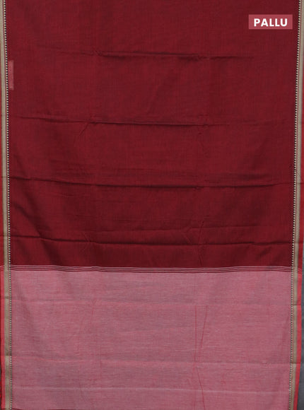 Narayanpet cotton saree maroon and beige with plain body and thread woven border