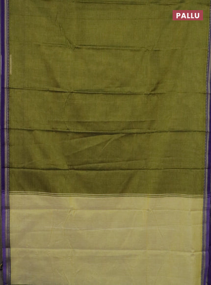 Narayanpet cotton saree light green and beige with plain body and thread woven border
