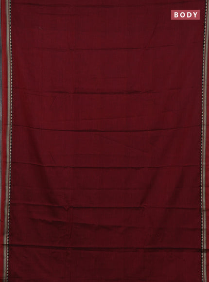 Narayanpet cotton saree maroon and beige with plain body and thread woven border