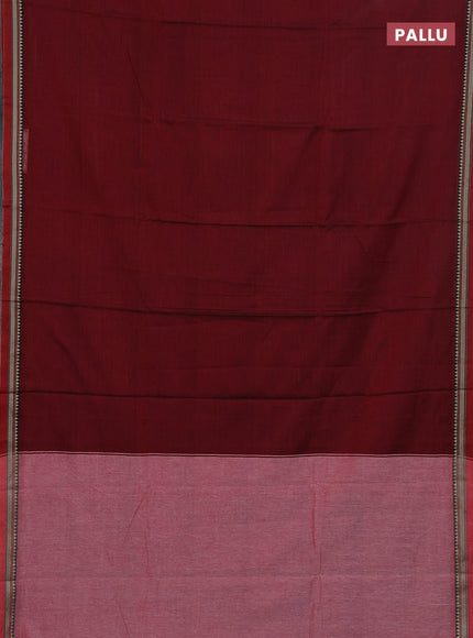 Narayanpet cotton saree maroon and beige with plain body and thread woven border